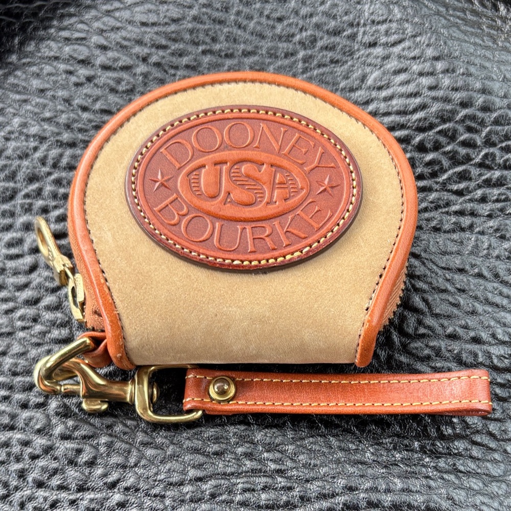 Very Rare Dooney & Bourke Beige and Brown Leather Coin Pouch